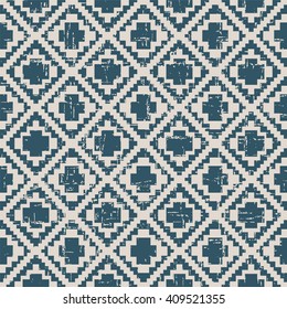 Seamless worn out antique background image of pixel diamond check