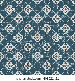 Seamless worn out antique background image of tracery curve flower