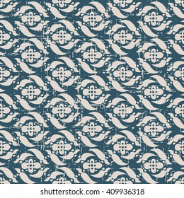 Seamless worn out antique background image of flower spiral geometry