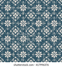 Seamless worn out vintage background 347_cross square check flower
