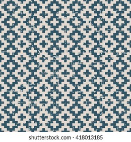 Seamless worn out vintage background 399_square mosaic geometry check cross
