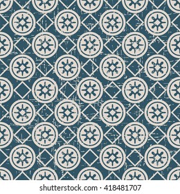 Seamless worn out vintage background 378_square check round geometry flower

