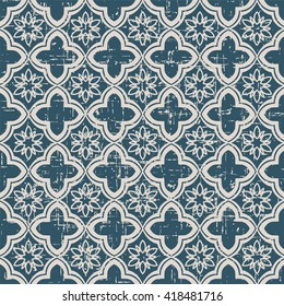 Seamless worn out vintage background 375_oriental curve cross flower
