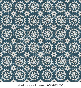 Seamless worn out vintage background 394_round cross flower
