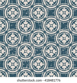 Seamless worn out vintage background 380_vintage round circle frame cross flower
