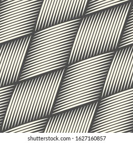 Seamless Woven Background. Monochrome Outline Pattern