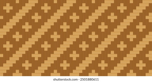 seamless woven bamboo with plus pattern. realistic design vector illustration isolated on white background.