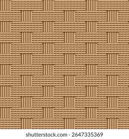 Seamless woven basket texture in natural brown tones, ideal for backgrounds, packaging, and textile design with a realistic, handcrafted look.