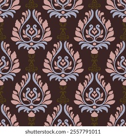 Seamless woven fabric pattern illustration. Vintage embroidery pattern. Floral pattern. Pattern. Wrap design. Silk. Scarf. Background. Textile. Carpet. Texture. Hand drawn.