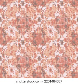 Seamless woven french linen torn weave pattern. Aged sepia tone rustic textile stripe pattern.  texture pink background. Rough material fabric effect all over print