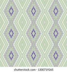  Seamless  woven green -violet vector ornament,  zigzag pattern