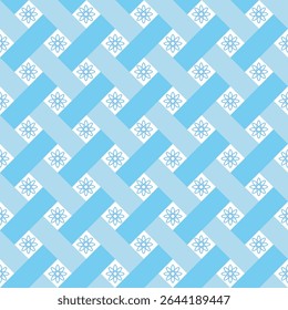 Padrão tecido sem costura azul claro e azul escuro, e ornamentos florais ou estrelas no meio, para papel de parede, tecido, papel de embrulho.