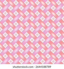 Padrão de tecido sem costura roxo claro e pêssego, e ornamentos florais ou estrelas no meio, para papel de parede, tecido, papel de embrulho.