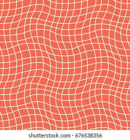 Seamless woven pattern. Wavy geometric mesh grid. Simple graphic design element for scrapbooking, baby room wallpaper, web site backdrop. Scribble vintage stylish texture. Doodle vector illustration