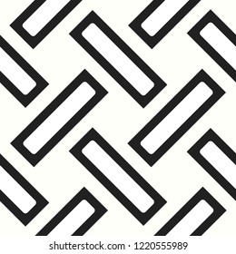 Seamless woven stripes lattice pattern. Modern stylish texture. Repeating abstract background with interlacing lines. Simple monochrome grid