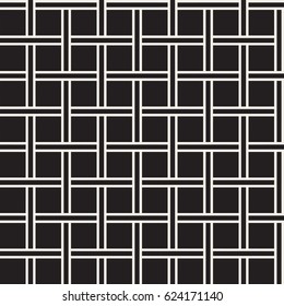 Seamless woven stripes lattice pattern. Modern stylish texture. Repeating abstract background with interlacing lines. Simple monochrome grid