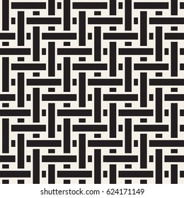 Seamless woven stripes lattice pattern. Modern stylish texture. Repeating abstract background with interlacing lines. Simple monochrome grid