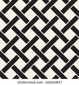 Seamless woven stripes lattice pattern. Modern stylish texture. Repeating abstract background with interlacing lines. Simple monochrome grid