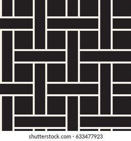 Seamless woven stripes lattice pattern. Modern stylish texture. Repeating abstract background with interlacing lines. Simple monochrome grid