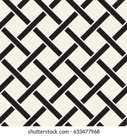 Seamless woven stripes lattice pattern. Modern stylish texture. Repeating abstract background with interlacing lines. Simple monochrome grid