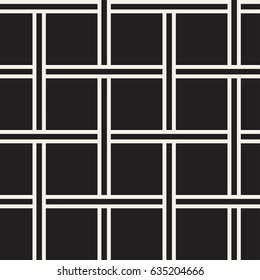 Seamless woven stripes lattice pattern. Modern stylish texture. Repeating abstract background with interlacing lines. Simple monochrome grid