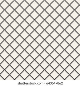 Seamless woven stripes lattice pattern. Modern stylish texture. Repeating abstract background with interlacing lines. Simple monochrome grid