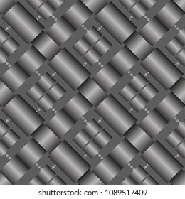 Seamless 'woven' vector texture on transparent background. Black and white series No. 1.