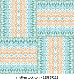 Seamless woven zigzag turquoise - orange pattern