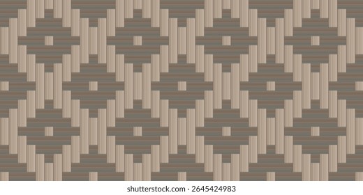 Seamless woven-style geometric pattern with diamond shapes in soft beige and brown tones, ideal for textiles, wallpapers, and digital backgrounds.