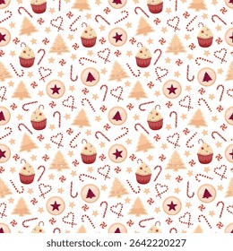 A seamless wrapping paper Christmas pattern.