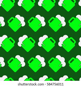 seamless wrapping paper - light green and white beer with froth in front of a dark green background