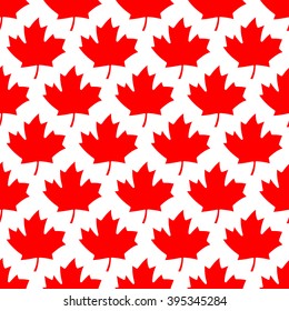 seamless wrapping paper - stylized and isolated red maple leafs on a white background