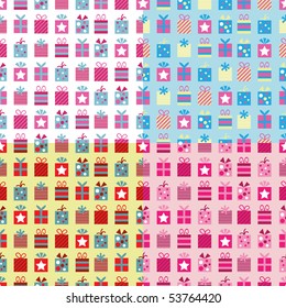 seamless wrapping papers (with clipping paths) with gifts, on separate layers