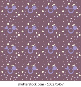 Seamless wrapping pattern with chicken and circles