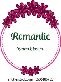 Seamless wreath frame background, template for greeting card romantic. Vector
