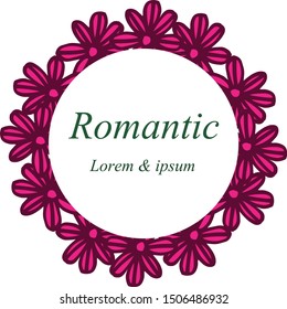 Seamless wreath frame background, template for greeting card romantic. Vector