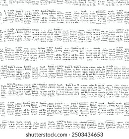 Patrón de escritura sin fisuras con letras abstractas, escritura a mano y Elementos de fondo de periódico en colores blanco y negro