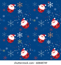 Seamless xmas pattern with santa and snowflakes