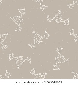 Maravilloso árbol de Navidad de fondo de vacaciones de invierno. Textura de patrón monocromo de abeto de broche. Antecedentes de la navidad festiva escandi. Papel moderno y elegante de regalo de temporada.