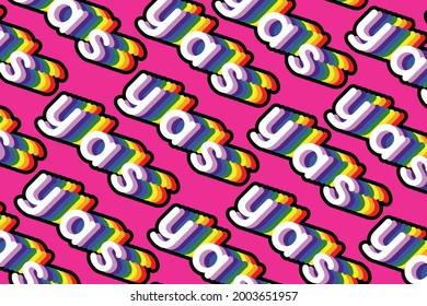 Seamless Yas Word Text Pattern Rainbow Stock Vector (Royalty Free ...