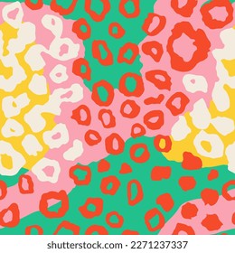 Seamless Yellow Abstract Beautiful Cat Shape Vector. Blue Continuous Classic Fresh Panther, Seamless Paint Wallpaper. Repeated White Skin Fabrics Pattern.