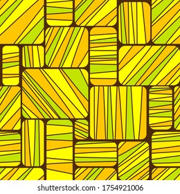 Seamless yellow abstract vector pattern. different squares background