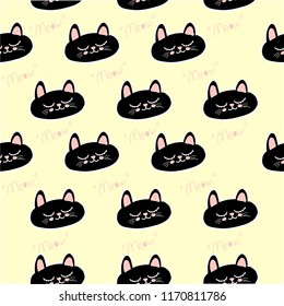 Seamless yellow baby kitty pattern vector
