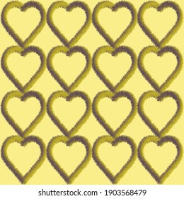 seamless yellow background with fluffy hearts for postcard, valentine's day, declaration of love