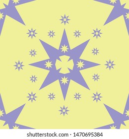Seamless yellow background on purple star pattern vector