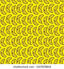 Seamless Yellow Banana fruit pattern