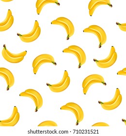Seamless yellow banana pettern on white background. vector, illustration