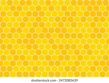 Seamless yellow bee honeycomb pattern, art background template. Vector honey texture