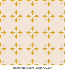 Patrón floral amarillo y beige sin foco. Resumen del elegante fondo geométrico con formas de flor minimalista. Sencilla textura para el ornamento étnico de otoño e invierno. Diseño geo repetido mínimo 