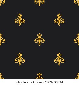 Seamless yellow and black decorative vector pattern with elegant openwork ornament. Abstract background for printing on paper, wallpaper, covers, textiles, fabrics, for decoration, decoupage, scrapbooking and other